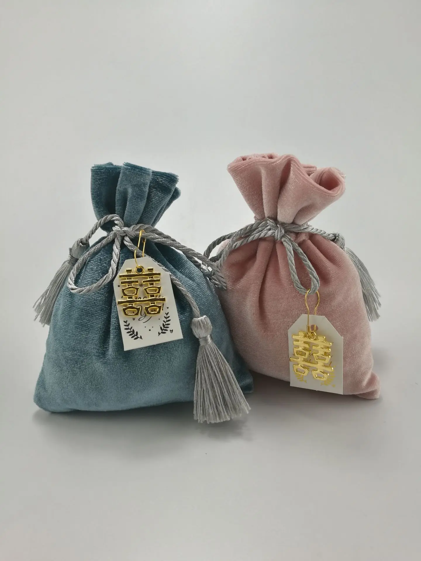 Tassel Personal Made Packing Pouches Size Dust Fabric Candy Jewelry Gift Drawstring Velvet Bags With Custom Logo