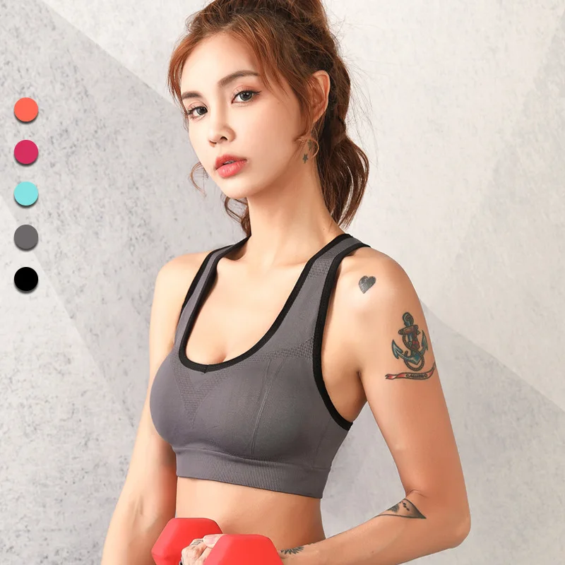 Shunaier Hot Selling Exercise activewear Breathable Fitness Top Big Seamless Gym Cross Back Sports High Impact Yoga Sports Bra