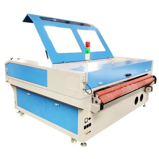 
High Efficiency 2 Heads Textile Cloth Pattern Fabric Autofeeding CNC Laser Cutting Machine 