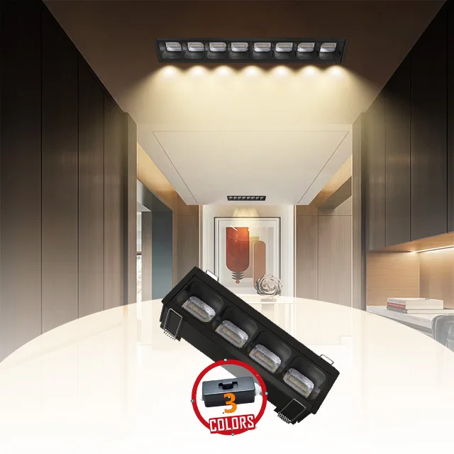 Commercial Aluminum Led Ceiling Spotlight Linear Living Room Without Main Light Embedded Grille Light