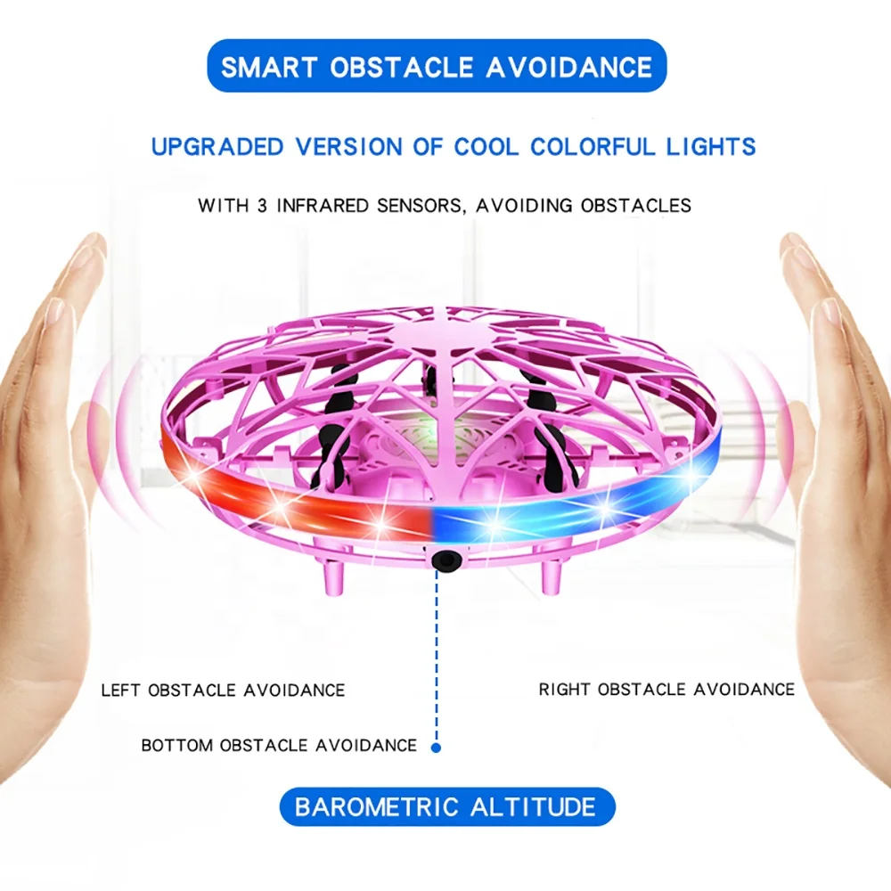 2022LED Hand Operated UFO Drone for Kids Flying Ball Drone Light Up Toys for Boys and Girls