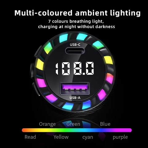 Car FM Transmitter BT5.3 MP3 Player 5V/3.1A Dual Port USB C PD Car Charger