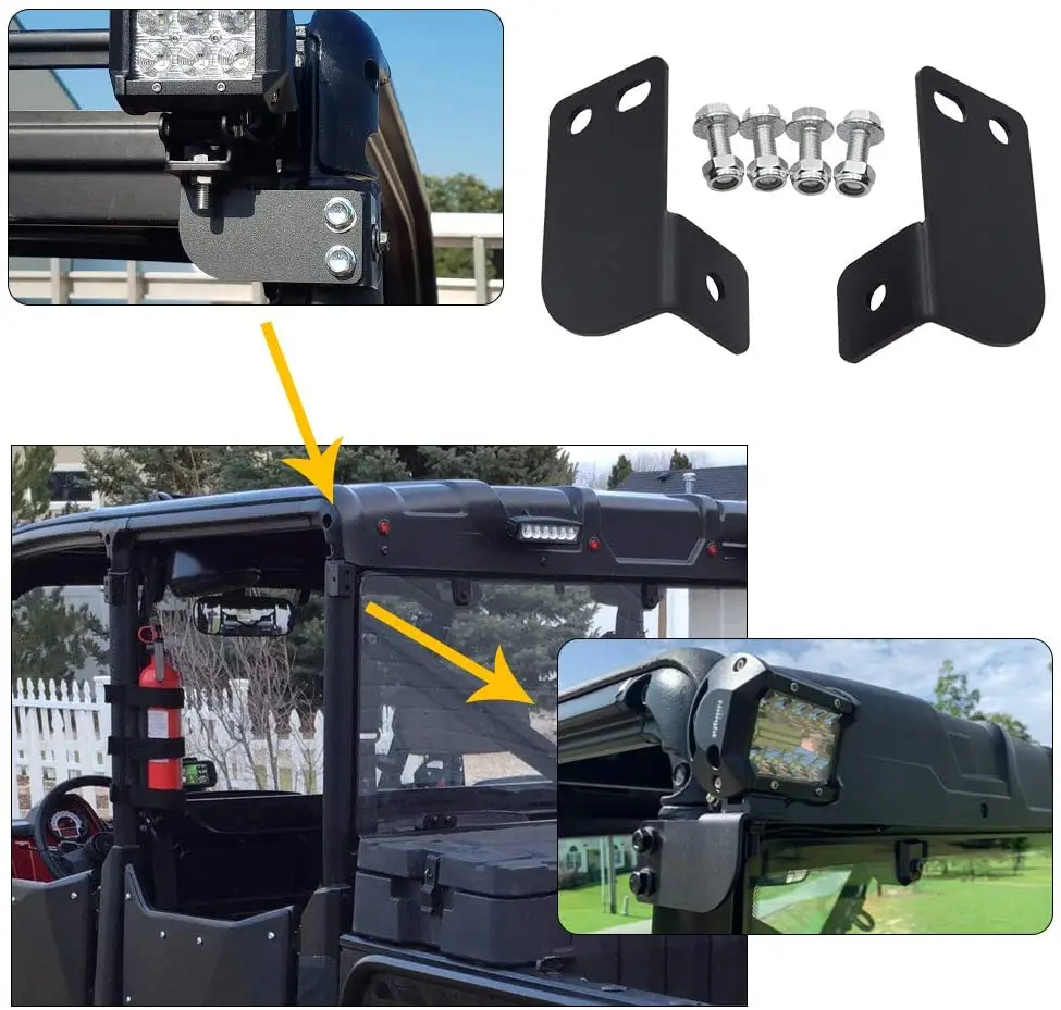 Wholesale Black Rear Roof Pillar Roll Cage Bar Reverse LED Backup Light Pod Mounting Brackets Fits for Polaris Ranger