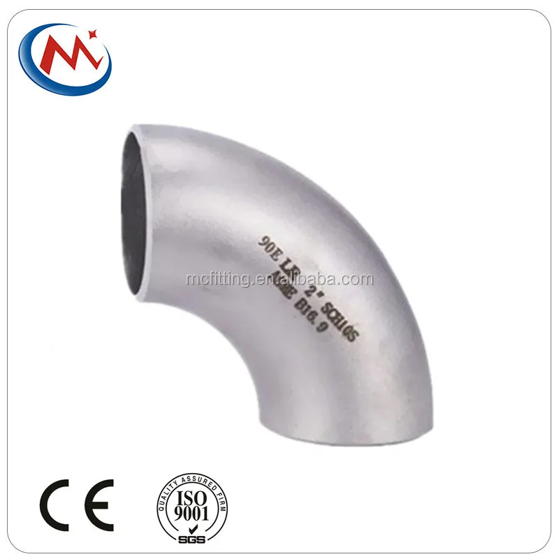 Stainless steel butt-weld elbow 45 degree 90 degree BW LR long radius 90 Degree elbow sand blasting surface