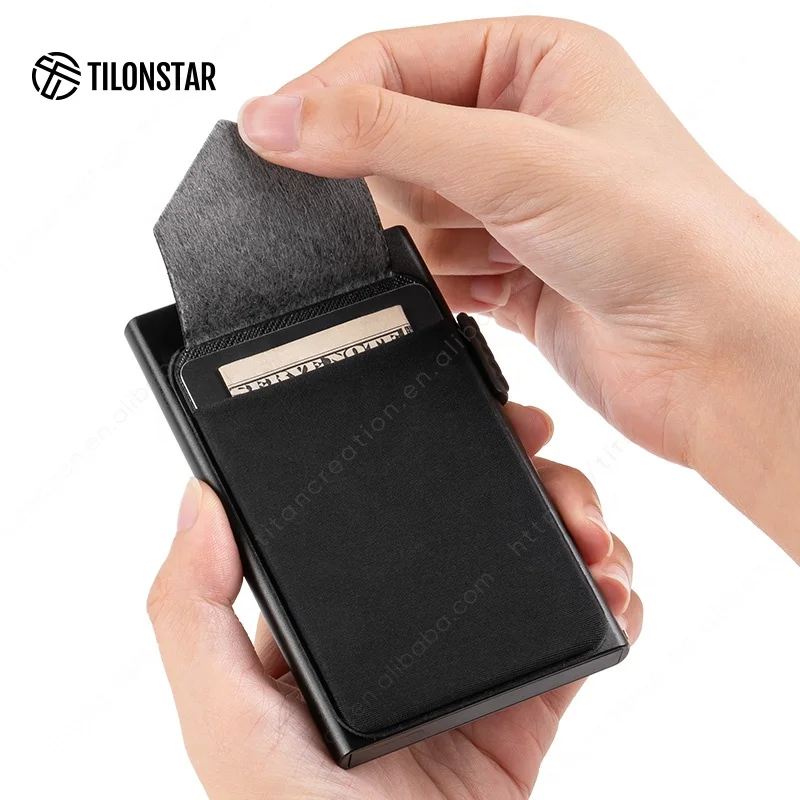 Eco Minimalist Rfid Blocking Wallet Credit Card Holders Wallet Business Aluminum Card Holder Case Pop Up Wallet Card Protector
