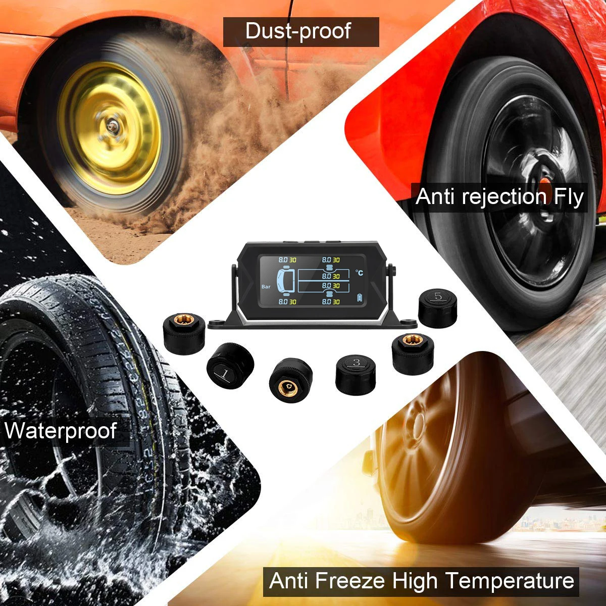 Car Truck Wireless Smart Tpms Solar Power Tire Pressure Monitoring System Sensor Gauge - Buy Tpms Solar