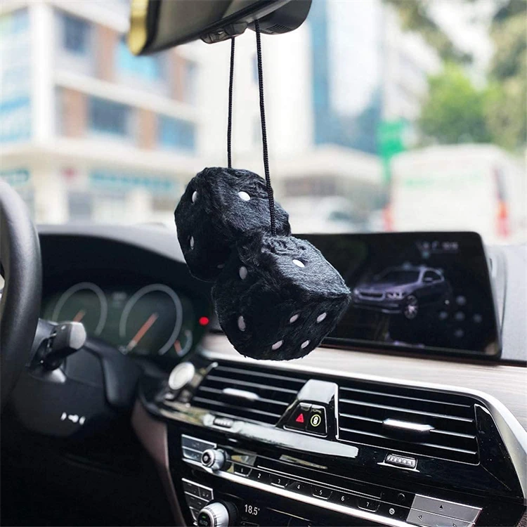 Car Pendant Colorful Plush Dice Craps Automobiles Rear View Mirror Charms Hanging Suspension Ornaments Desk Home Decoration