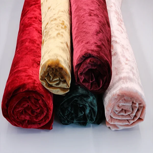 Eco-friendly Crushed Velvet Fabric 0.5mm Pile Height Spandex Korea Velvet From China