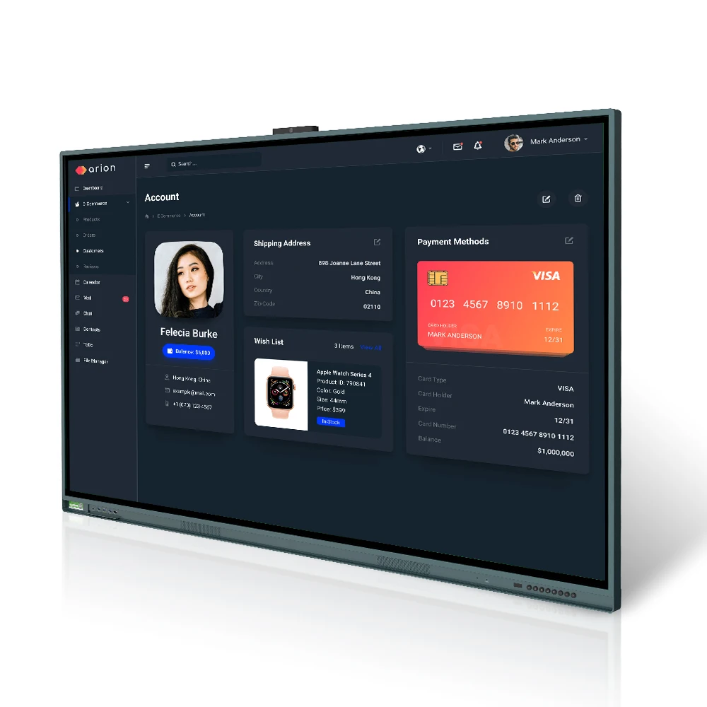 65 inch interactive whiteboard with ops finger 20 points multi touch meeting room smart board