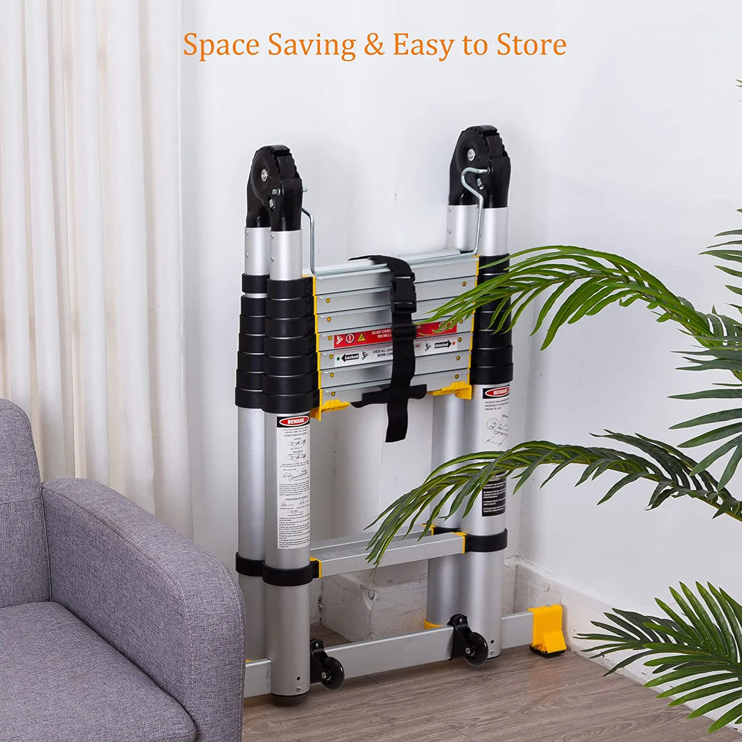 5.6m   Folding Step soft close Multi Purpose Aluminum Telescopic ladder