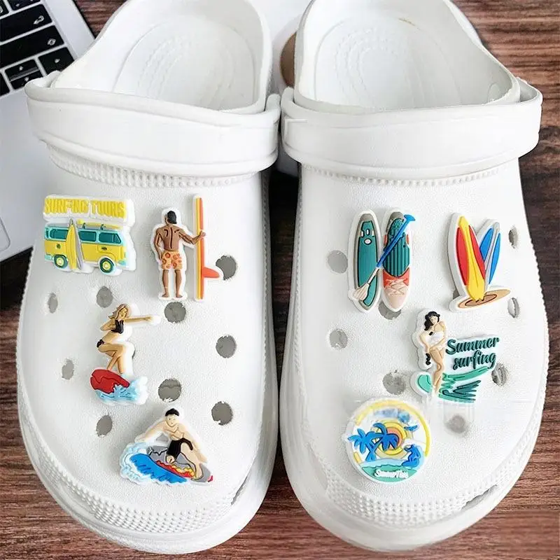 all in stock New Arrivals Wholesale shoes charms Sports gymnastics swimming surfing Shoe decoration clog charms for garden shoes