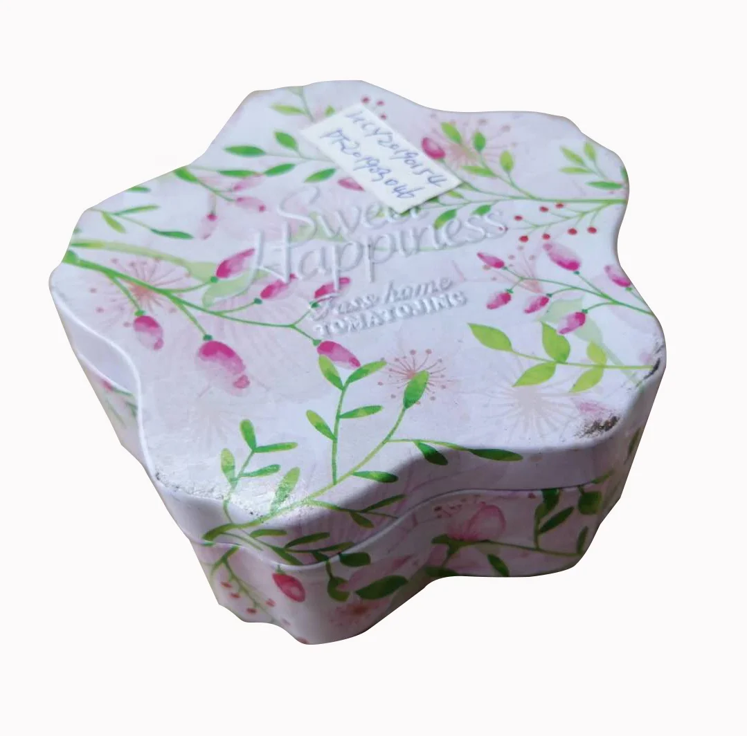 Xmas flower shaped  wedding favor sugar candy metal  tin boxes