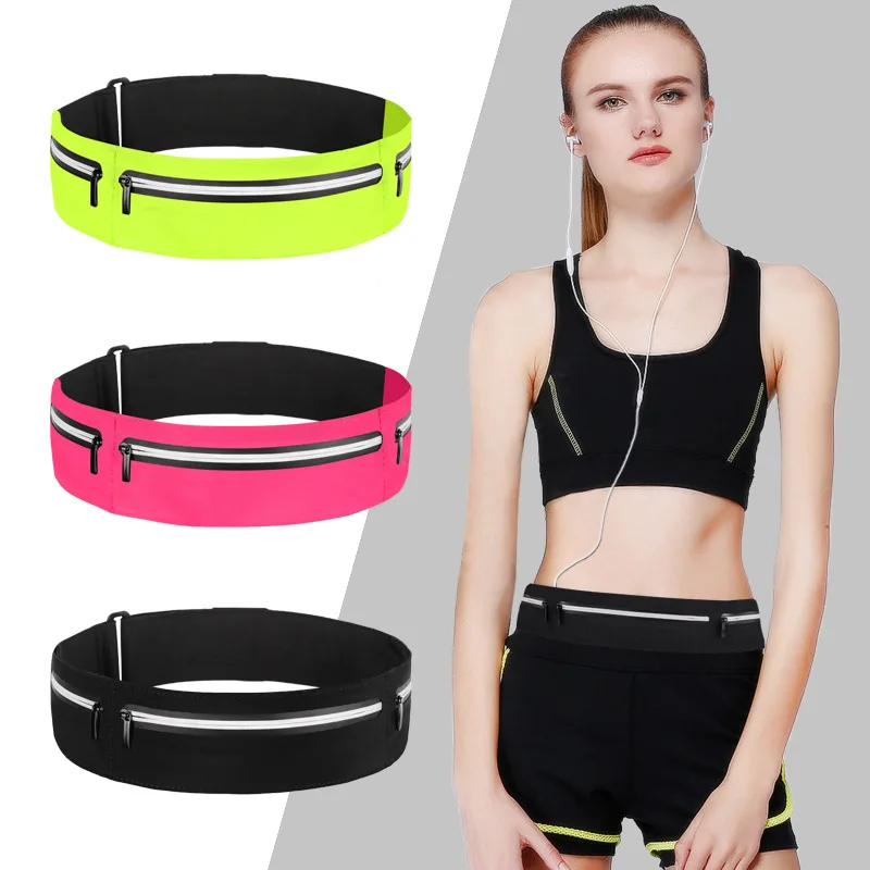 Triathlon marathon sport unisex waist bag fanny pack custom zipper reflective pocket light waterproof elastic running belt