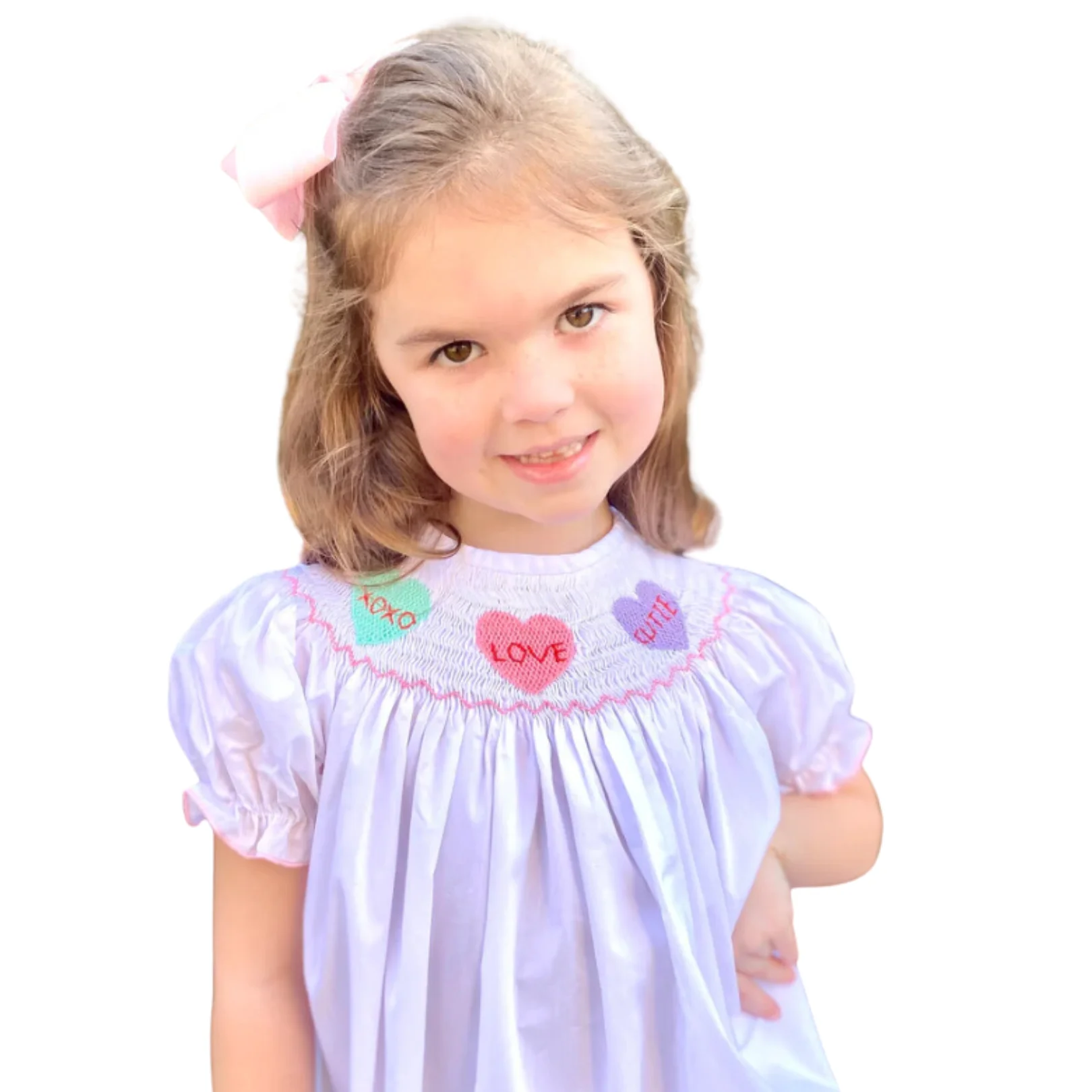 Hot Selling Valentine 2024 Girl Smocked Dress Children Clothing All Size 100% Cotton Custom Design Wholesale Made In Vietnam