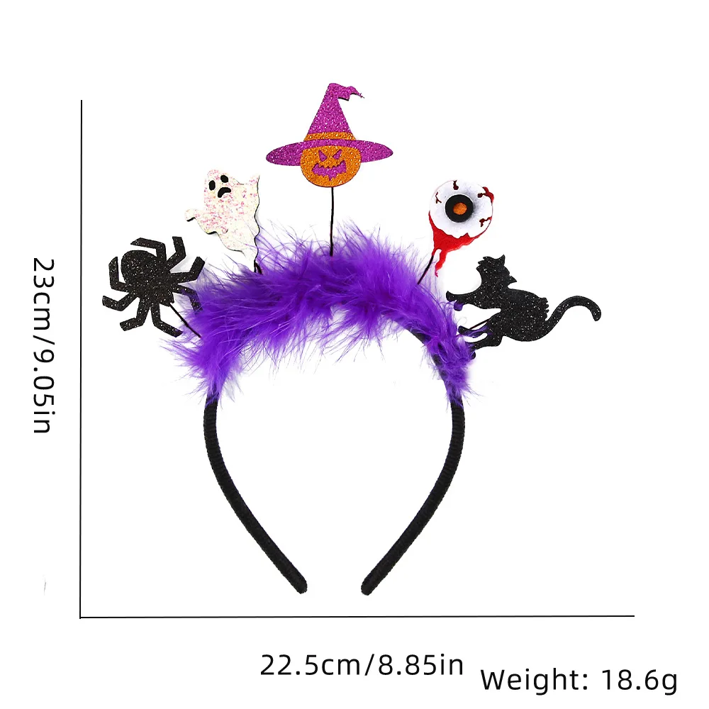 Halloween Party Props Feather Headband With Felt Bat Pumpkin Ghost Ornaments For Kids Adult Halloween Decoration Supplies