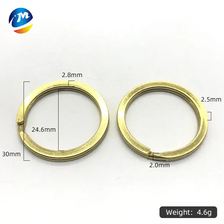 custom 30cm gold metal round edged key ring flat key-ring brass copper keyring