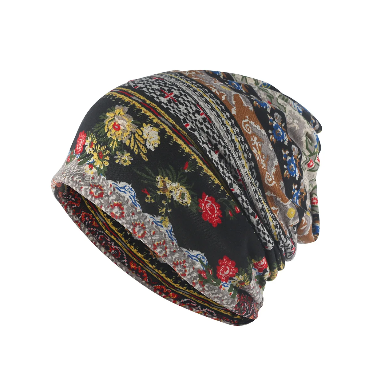 GBG-534 Wholesale bonnet cap lady summer women cotton printed beanie hats winter knitted hat