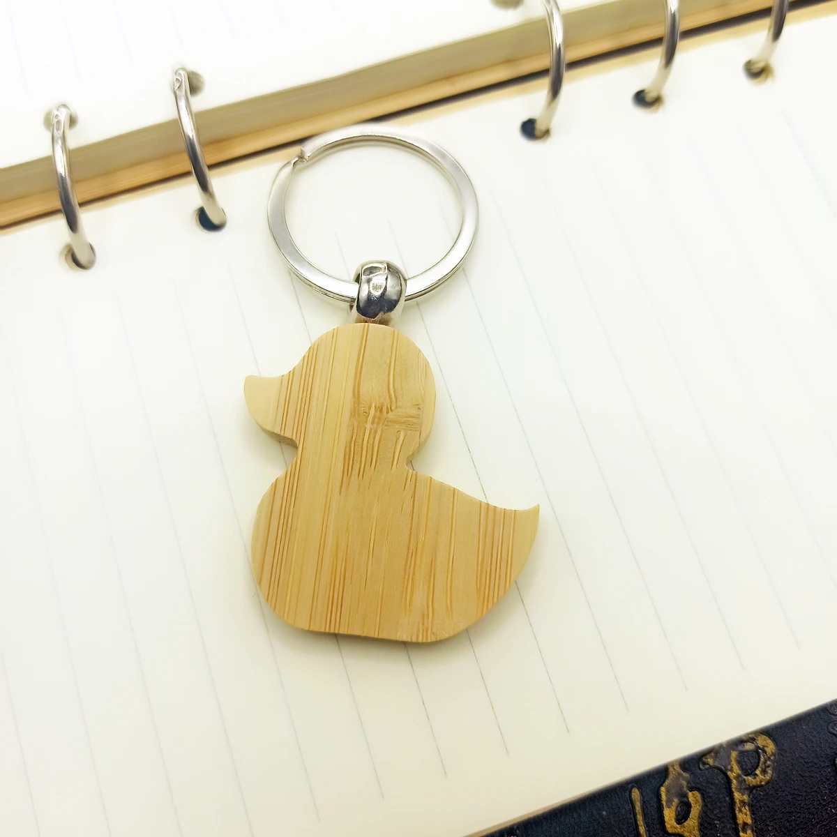 bamboo Keychain Key Chains Round Square Rectangle Shape Blank Wood Key Rings DIY Key Holders Gifts