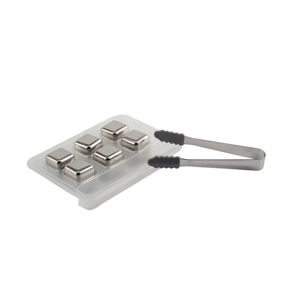 wholesale Custom Stainless steel ice cube box Square Reusable Gold Ice Stone Stainless Steel Ice Cube