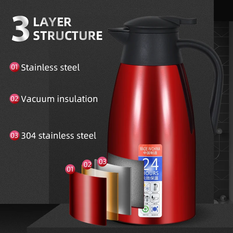 High Quality Large Capacity 2L 304 Stainless Steel Insulated Kettle Coffee Kettle For Household