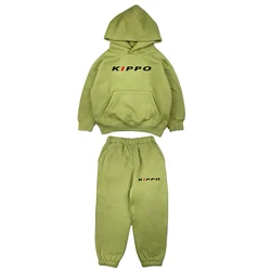 children winter clothes sports winter jacket and pants high street loose hoodie and sweatpants kids sports suit for boy and girl