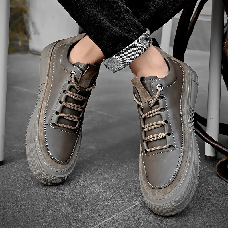 Casual Sneakers Leather Handmade Men Shoes Sneakers Fashion Trend Men Shoes Sneakers Breathable New Loafers Shoes