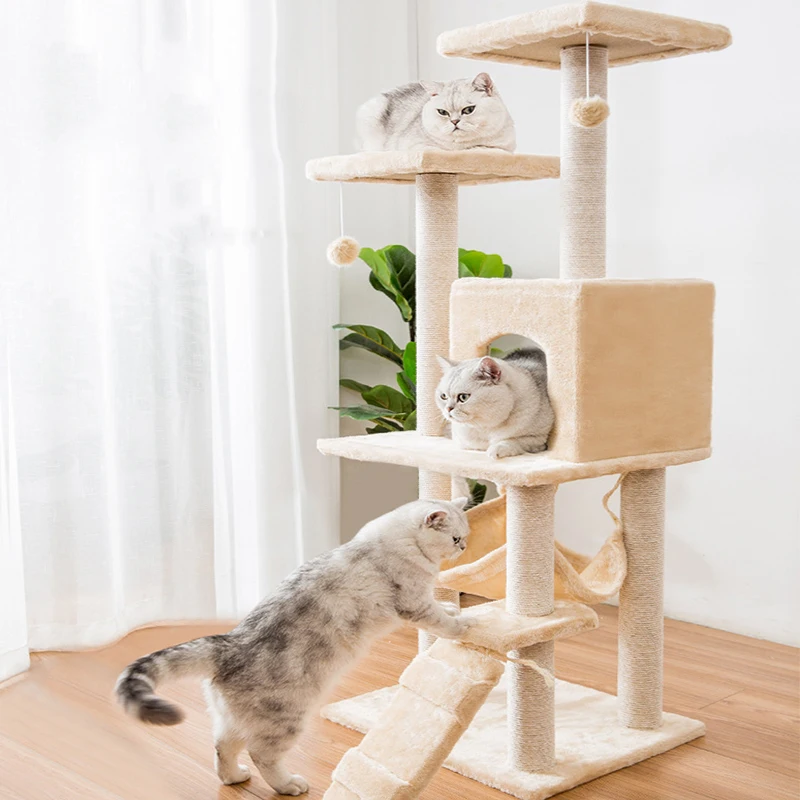 Activity Pet  Luxury Furniture Modern  Scratcher Natural Wood  Large Cat Tree House Tower