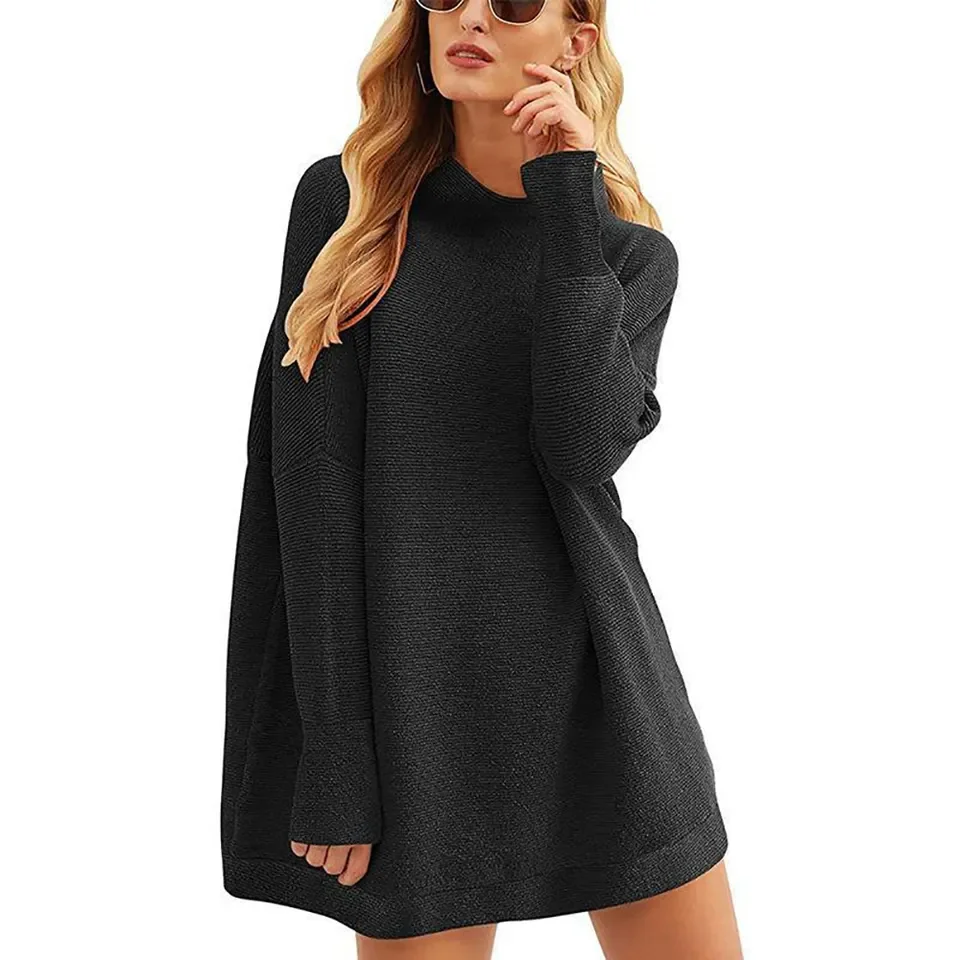 Fall Sexy Sweater Dresses Cotton Women Long Sleeve Sweater Dress One Piece Cute Knitted Sweater Dress Women Clothing