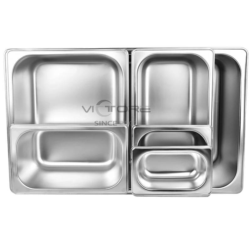 Full size table pan Gastronom Pan GN Pan  65 100 150 200 mm deep stainless steel for salad store