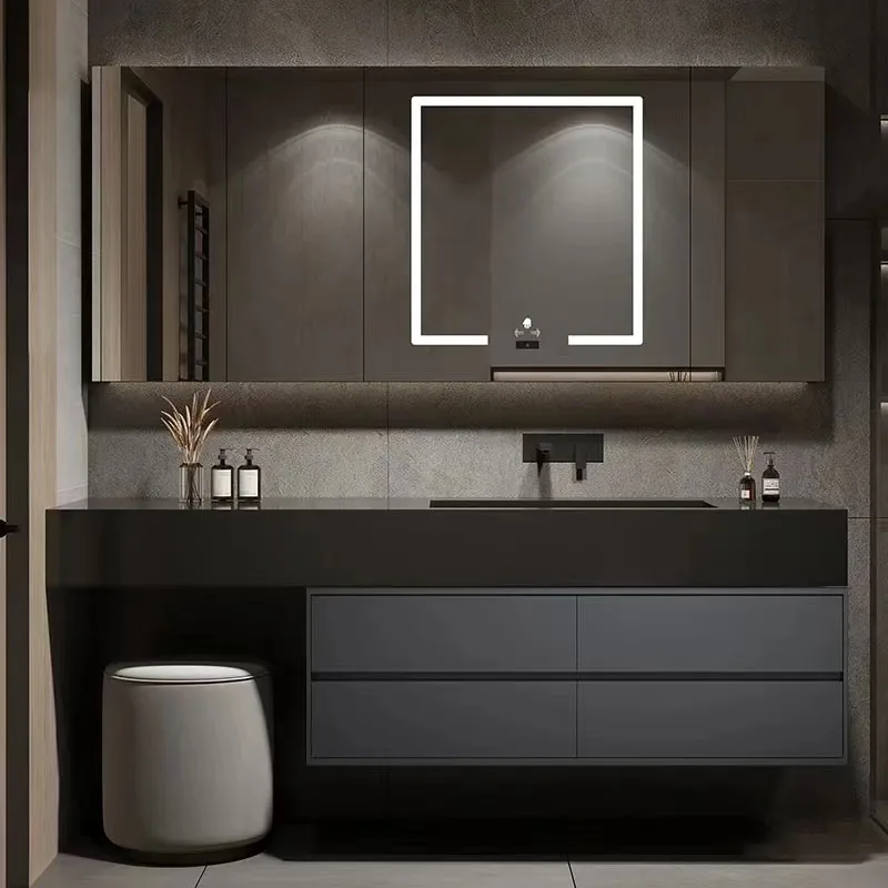 Modern Minimalist Design Multifunctional Pvc Floating Vanity Bathroom Vanity Cabinet