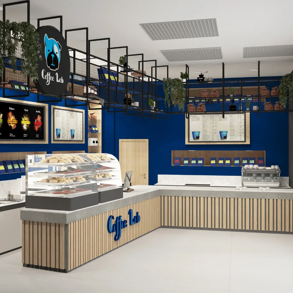 Best Modern Commercial Decor Coffee Shop Display Counters Design Coffee Table Display For Sale