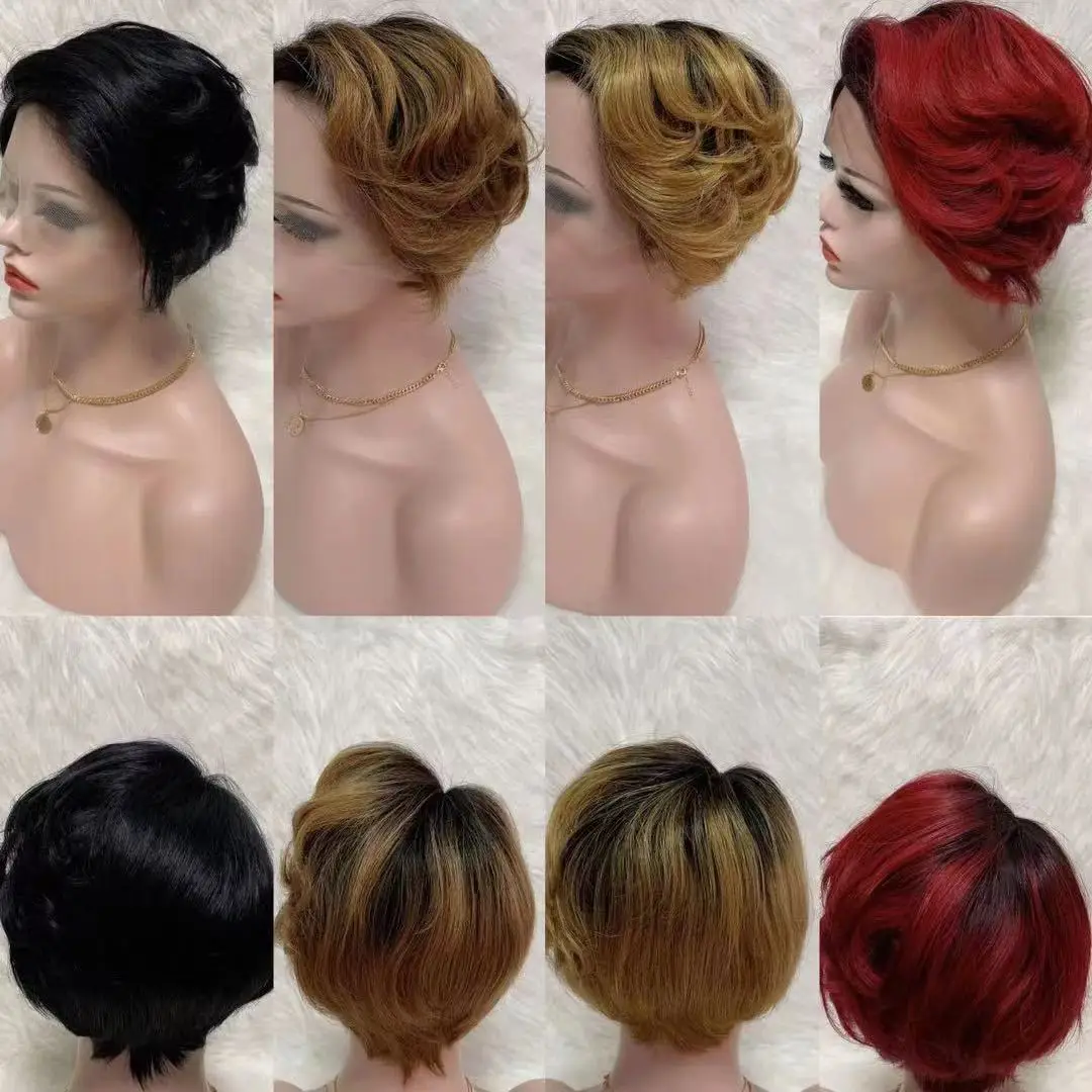 13x1 Part Lace Wigs For Black Women Brazilian Virgin Hair Cheap Human Hair Wig Pixie Cut Wig