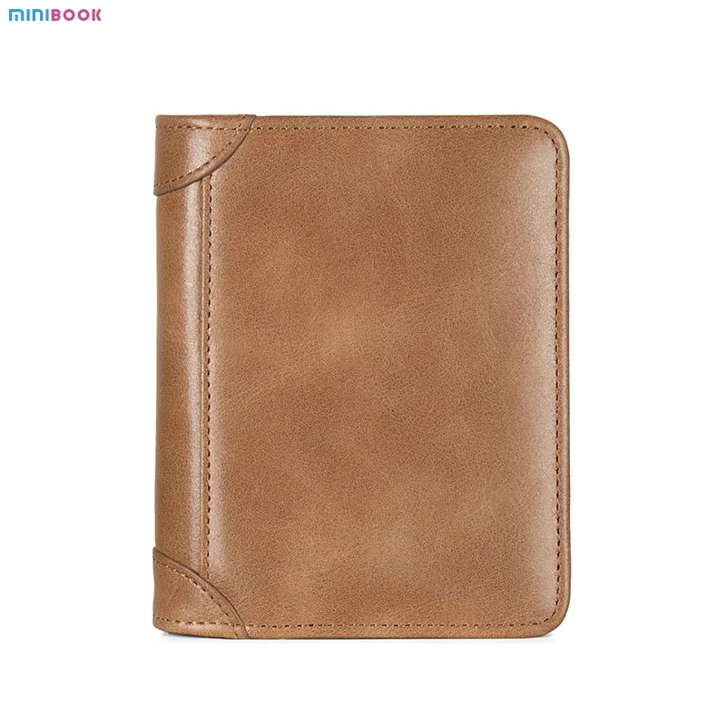 Hot Sale Designer Wallet Men Genuine Leather Oiled Short Biford Purse Slim Card Holder Cowhide Wallet Vintage Style Pouch