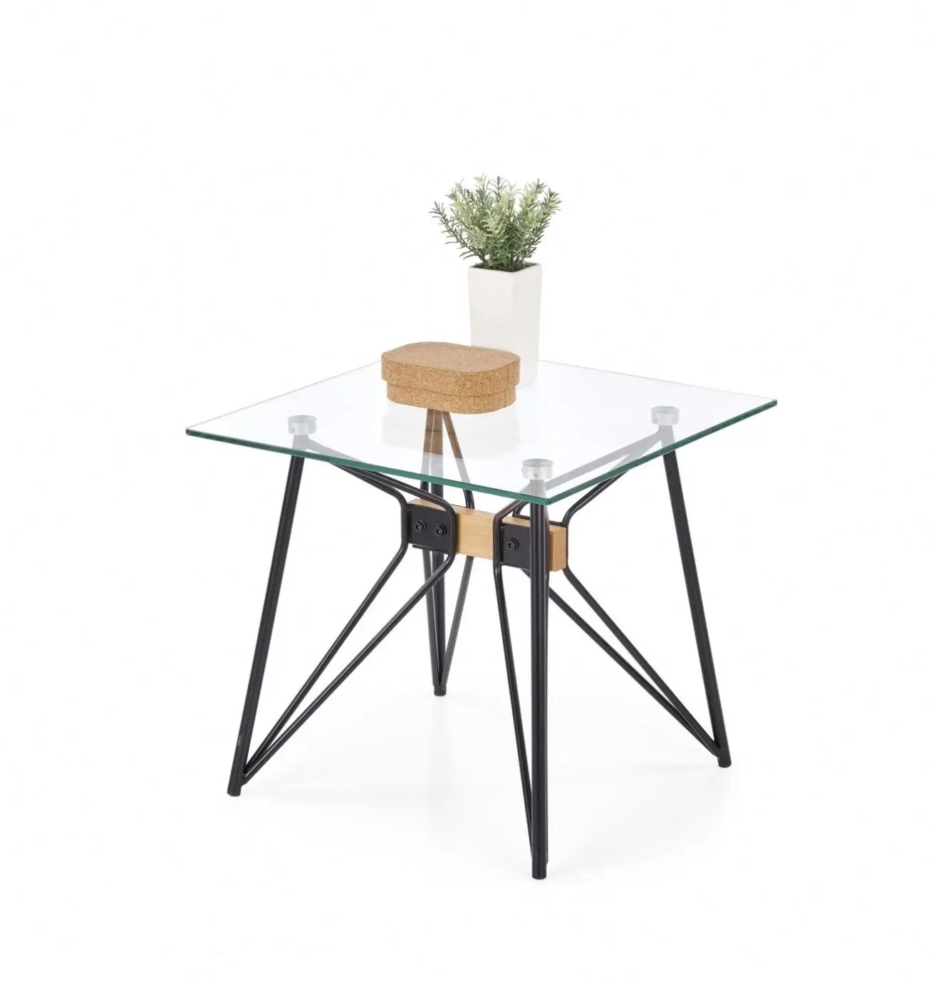 New Home Furniture Fashionable Square Tempered Glass Tea Coffee Table with Metal Legs