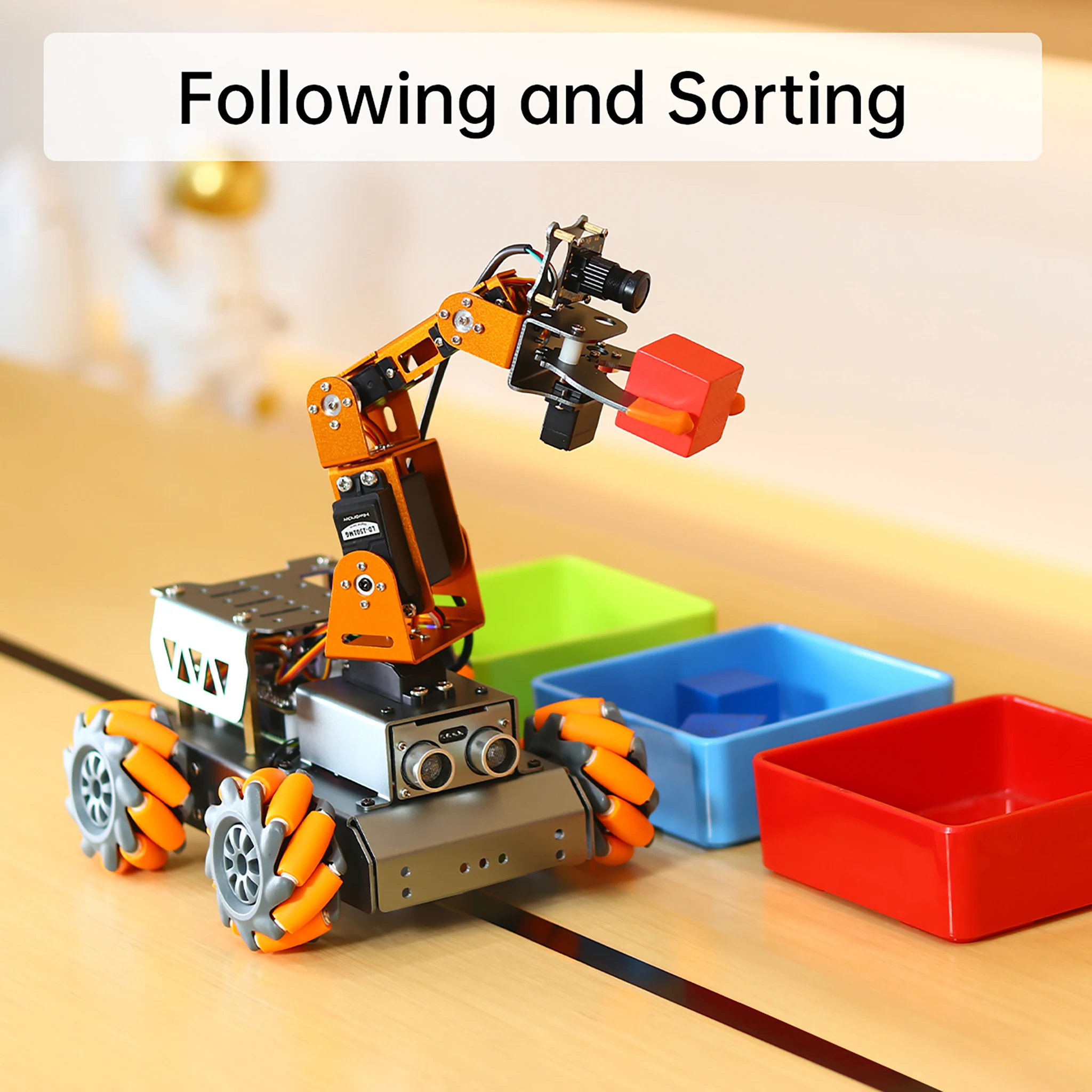 MasterPi Hiwonder AI Vision Robot Arm with Mecanum Wheels Car Powered by Raspberry Pi Open Source Robot Car