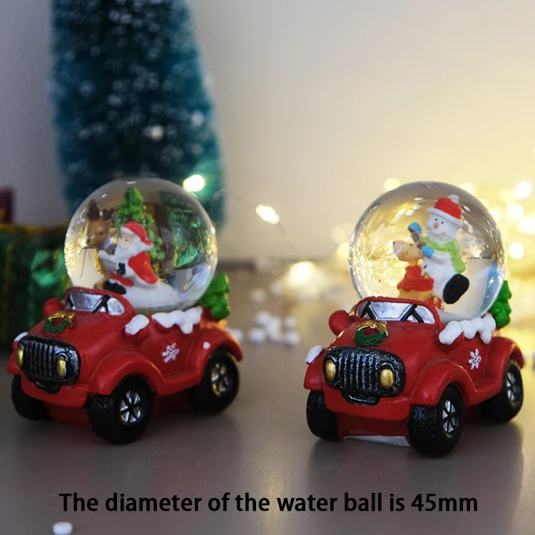 Custom Holiday Decoration Souvenir Resin Craft 3D Car Crystal Mini Snow Globe Ball for Christmas Gift