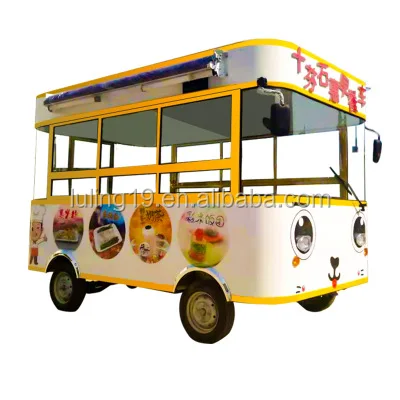 
Large space commercial mobile multi-functional electric four-wheels stall gourmet snack fast food cart barbecue tricycle 