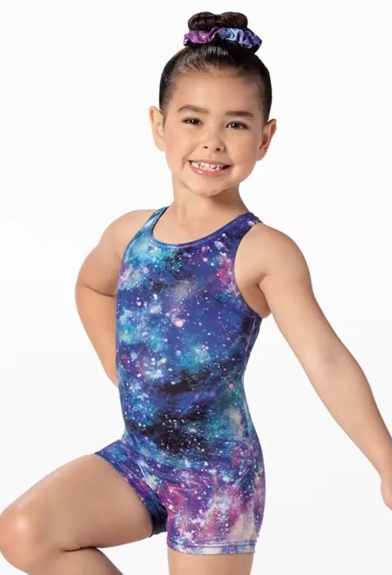 Spandex Ballet Leotard 3D Printed Girls Dance Unitard Biketard Gymnastics Clothes Sleeveless Performance Wear