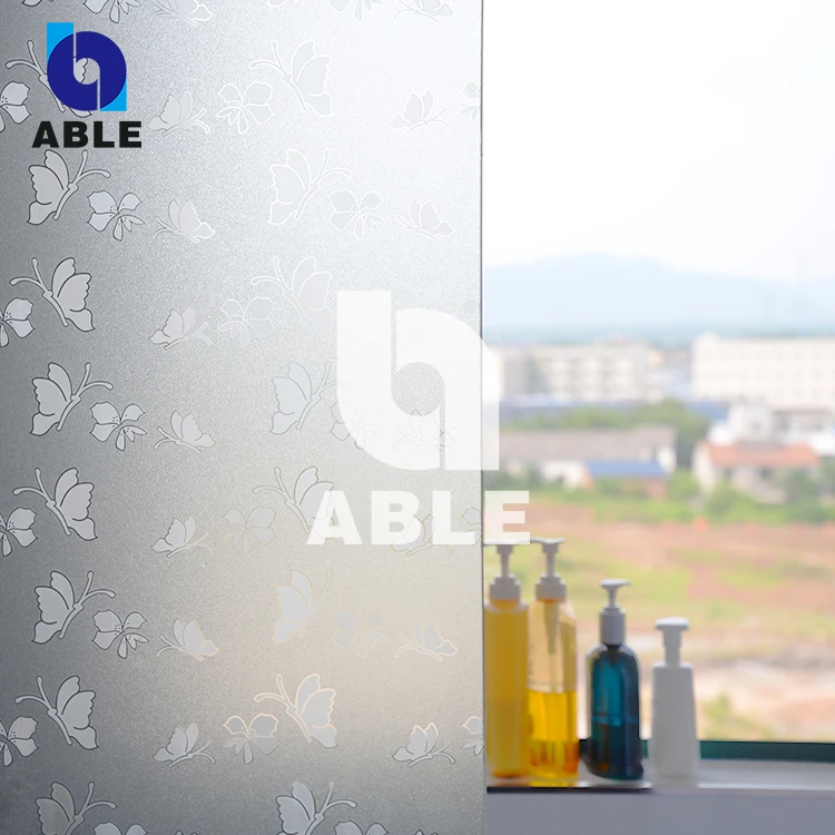 SUSUKU White Frosted Circle Glass Window Decorative Privacy Film Adhesive for