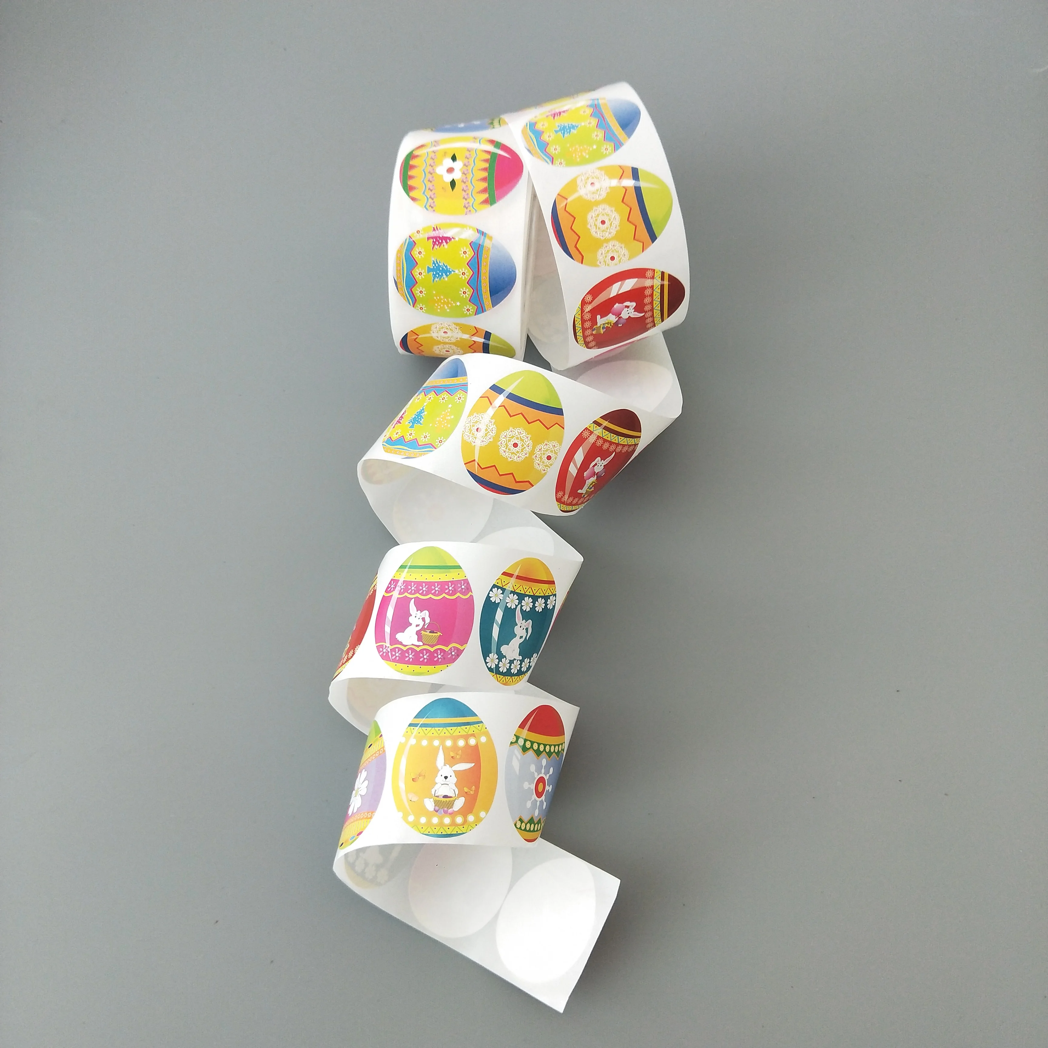 Egg shaped Roll sticker with cute rabbit for Easter gifts packaging