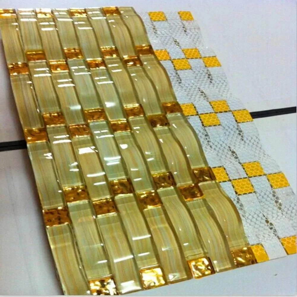 Chinese Manufacturer Phantom 3d Glass Arch Crystal Wave Glass Mosaic Tile For Wall Decoration