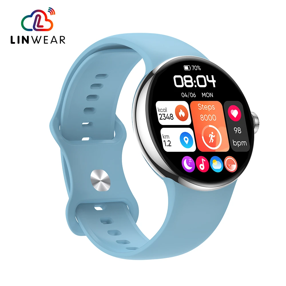 LA24 smartwatch with magnetic charging rotate button 1.3 inch amoled large screen waterproof IP68 Reloj smart watch BT call