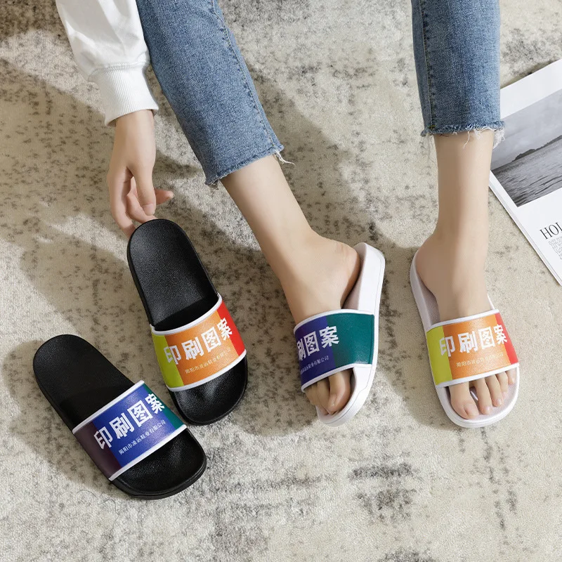 wholesale black slippers customized printed for sleepers chappal slipper oem pvc luxury slides mens slider men