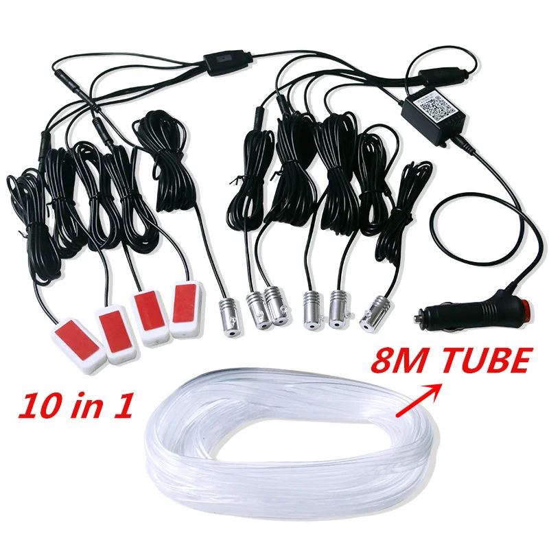 Окружающего светодиодная неоновая подсветка салона автомобиля Rgb пульт дистанционного управления светодиодный Путеводный свет волокна авто ножные центральной консоли двери декоративные огни