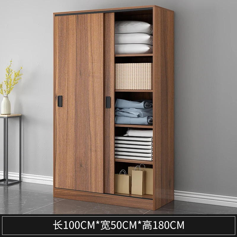 Modern Door Wooden Clothes Mirror Bedroom Wardrobe Closet Bedroom Width 1.4m Furniture Armoire Closet Wardrobe