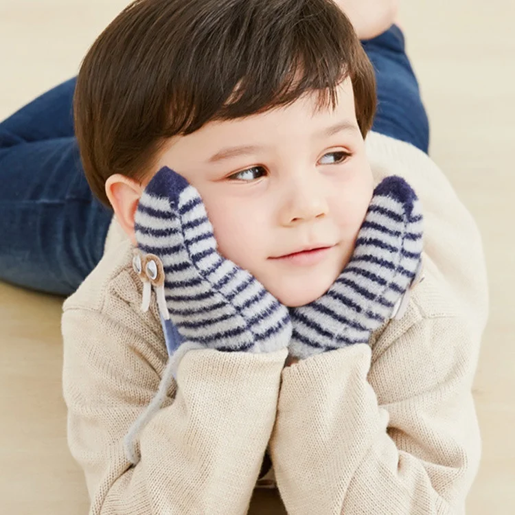 REXCHI DR47 Custom Winter Fashion Style Outdoor Knitted Warm Sherpa Lining Kids Boy Girls Glove and Mitten