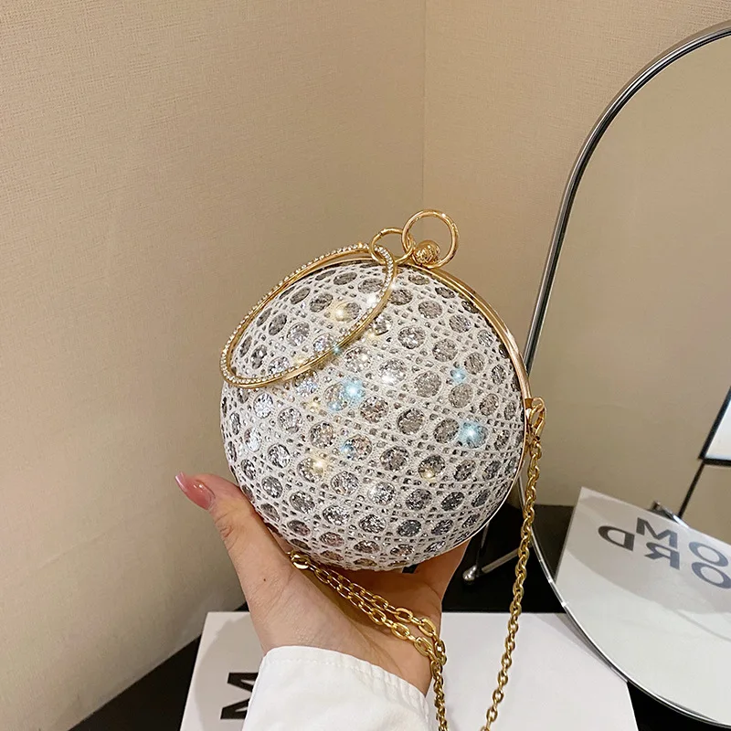 New Factory Wholesale  Circular Evening clutch Bag Crystal Dinner Party Wedding Purses and handbag luxury Designer shoulder bag