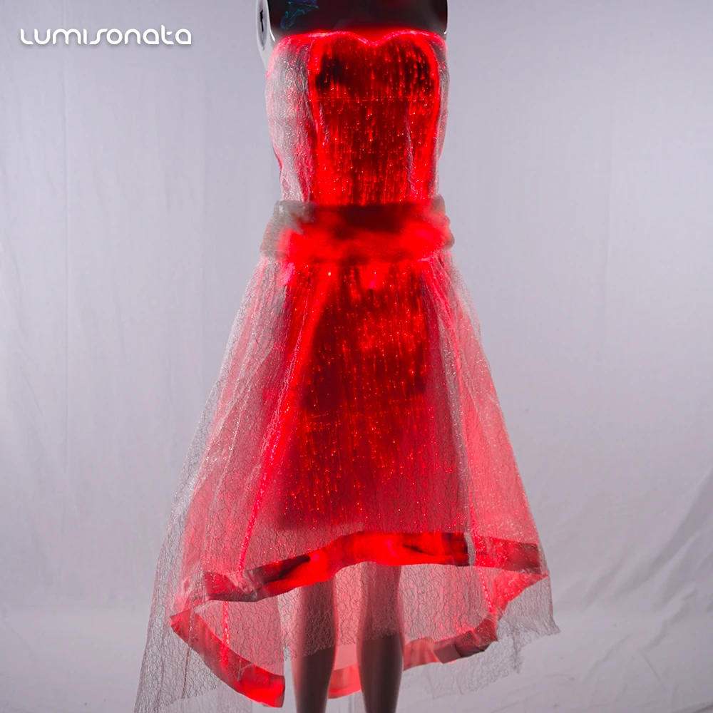 hot luminous led light up fiber optic clothing led wedding dress