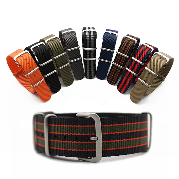 18mm 20mm 22mm 24mm  Watch  Sport Nylon Fabric Strap Accessories Belt Buckle Bands 007  James Bond Black 20mm watch strap