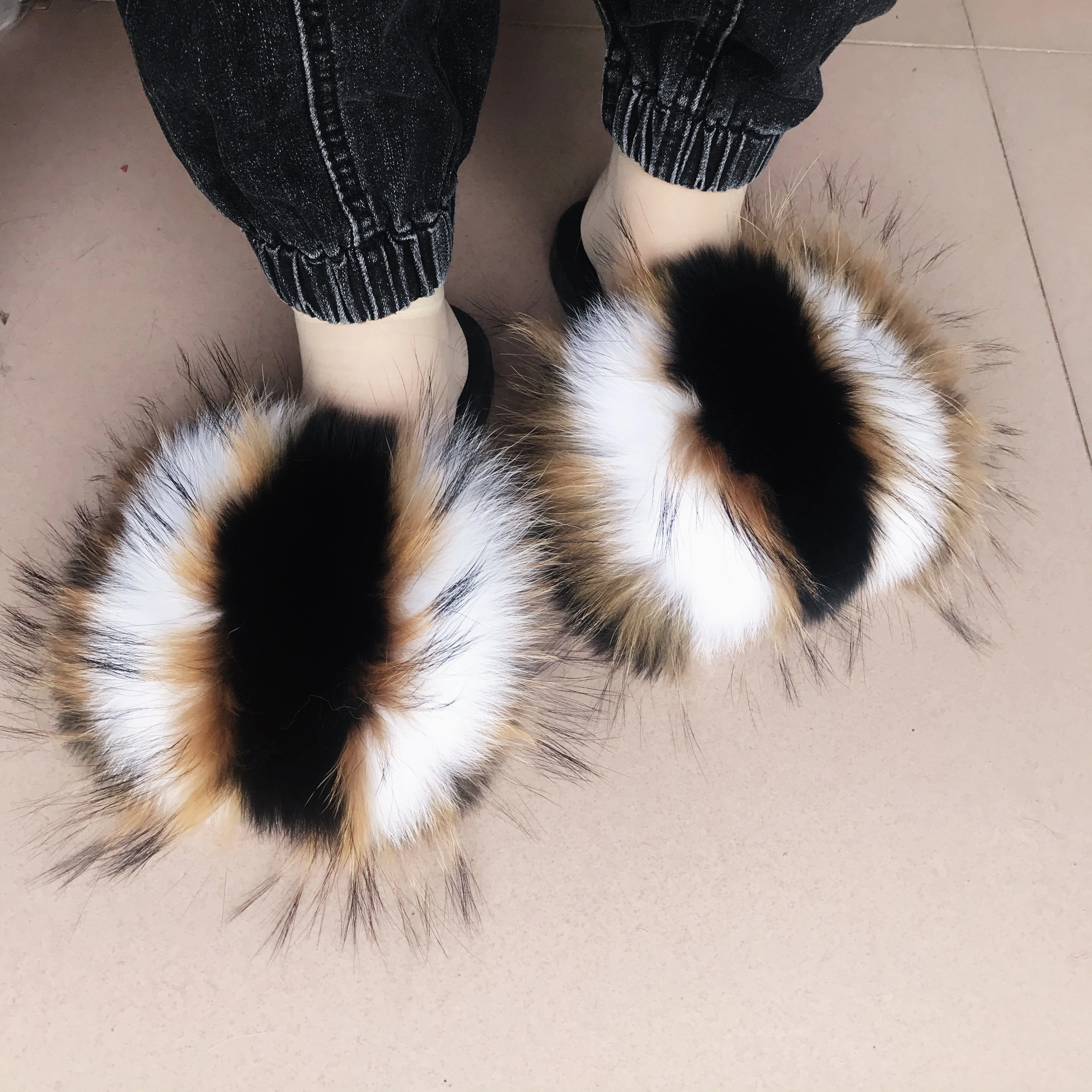 
Fur slipper for toddlers fox fur slippers real slippers women soft real fox fur slides 